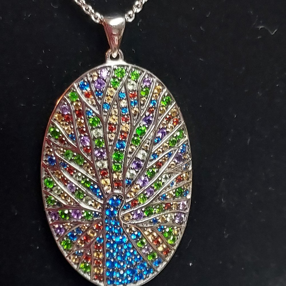 MULTI STONE PEACOCK PENDANT